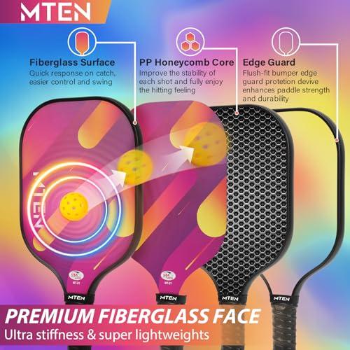 Image of MTEN Pickleball Paddles Set of 2 /4 /1, USAPA Approved Fiberglass Rackets