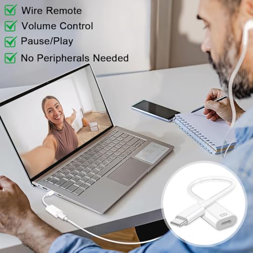 Image of ZORBES USB C to Lightning Audio Adapter and Charge Adapter,Type C Male to Female Lightning Headphone Audio Converter for Phone 16 /16 Pro /15 /15 Pro Max,iPad Pro /Air 6 /5 Compatible with Galaxy S25 /S24