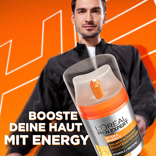 L'Oréal Men Expert Gesichtspflege gegen müde Haut für Männer, Belebende Feuchtigkeitscreme Vitamin C, Hydra Energy… - Image 3