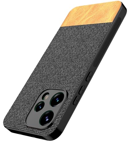 Image of Kapa Soft Fabric & Leather Hybrid Protective Back Cover for Oppo Reno 15 5G | Shockproof Slim Hard Anti Slip Back Case (Black,Brown)