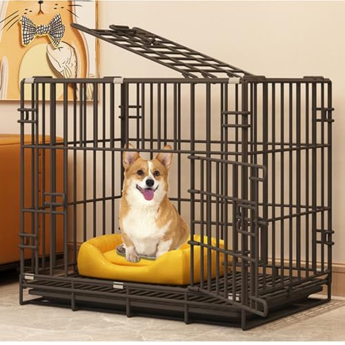 Ohrin 新モデル ペット折りたたみ 室内用 小型犬・猫用 ペットサークル 犬 サークル ドア付き 自立 小型犬 セット 持ち運び便利 簡単組み立て 工具不要 室内 屋外 (70*49*60cm,ブラック)