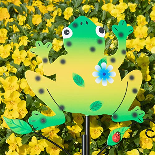 Aovdy Decorative Garden Stakes Set, 2 Pcs Colorful Animals Stake Door Ornaments, Metal Gardening Decor Art Decorations For Outside Yard Patio Lawn (Frog) #TOP4
