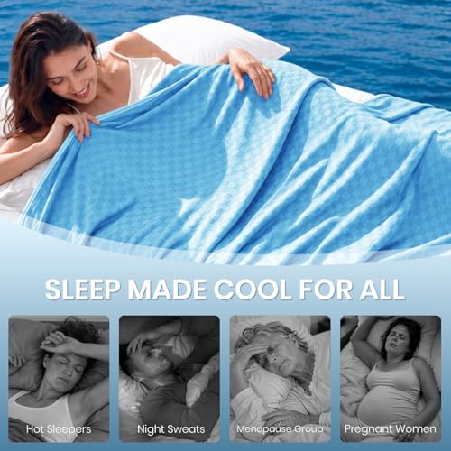Topcee Cooling Blanket Queen Size- 90"x90" Summer Cooling Blanket for Hot Sleepers Arc-Chill Q-Max >0.45 Cool Fiber, Keeps Cool for Night Sweats, Soft Lightweight Sofa Blankets for Kid Adults — view 4