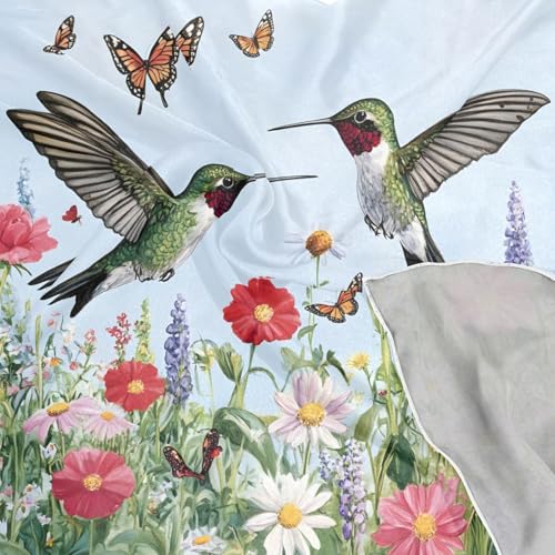 Hummingbirds Silk Like Head Scarf for Women,Soft Fashion Neck Scarf Square Satin Head Scarf 23.6 Inches4