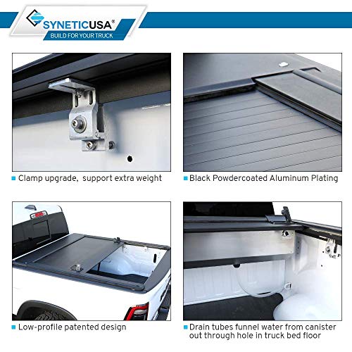 Syneticusa TCR-RAM09-6.5 Retractable Hard Tonneau Cover Fits 2000-2024 Dodge Ram 1500 2500 3500 6'4 Inch Truck Bed Matte Black Aluminum Low Profile Waterproof  thumb #6