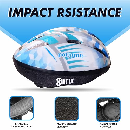 Image of GURU Cycling Helmet, Light Weight with Superior Ventilation, Helmet for Mountain, Road Bike & Skating Helmet with Premium Black EPS Foam Lining, Ideal for Adults and Kids