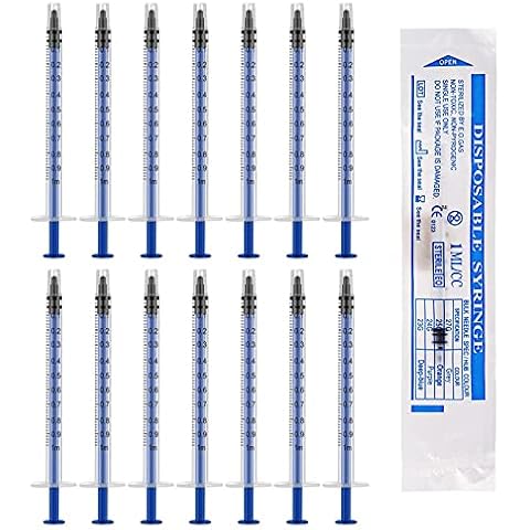 1ml Syringes, 30 Pcs Disposable Syringes No Needle Syringe with Caps for Colostrum Harvesting Scientific Labs Liquid Measuring Pet Feeding Plant Watering Cover