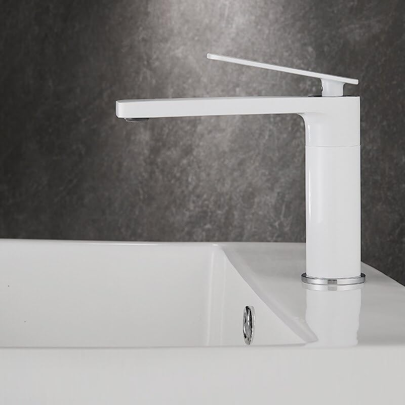 Grifo de lavabo monomando en latón gris con mezclador de agua fría y caliente
