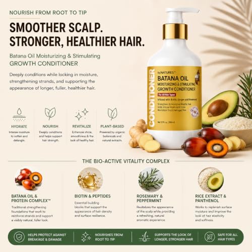 By Natures Batana Oil Moisturizing & Stimulating Growth Conditioner 12 fl.oz - Infused with Biotin, Ginger and Rosemary image 5