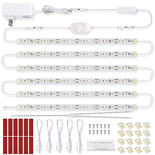 Under Cabinet Led Lighting Kit For Kitchen Cabinets Counter Shelf Bookcase Closet. 6 Pcs Led Light Strip With Adapter Switch Dimmer Extension Cable. Warm White 2700K + Extra Extension Cables #TOP1