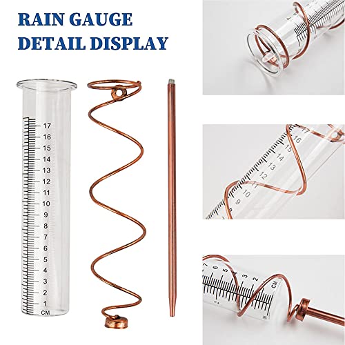 Ouhfds Rain Gauge Outdoor,7" Capacity Upgrade Glass Rain Guage-Detachable Rain Guage With Stake Metal Spiral Sape Accurate Rain Gauge For Yard, Lawn & Garden (M2) #TOP5