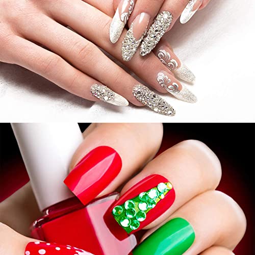 Henniu Conjunto de glitter para unhas, pedras preciosas com strass, decorações com strass, pinças e