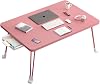 Multi-functional Folding Mini Table, Very Stable, Computer Desk, Coffee Table, Low Table, Laptop Table, Side Table, For Studying, Bed, Sofa, L 27.6 x W 18.9 x H 14.2 inches 70 x 48 x 36 cm, Pink