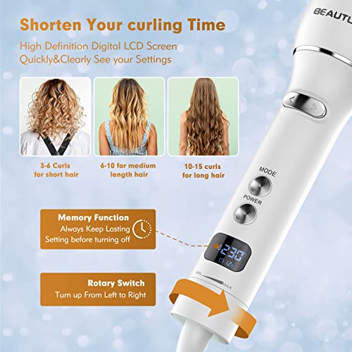 Beautural AUTO HAIR CURLER With Adjustable 5 Temps, 13 Curls & 10 Timer Settings, 40S Rapid Heating,1Inch Large Barrel, Portable Automatic Hair Curling Iron thumb #4