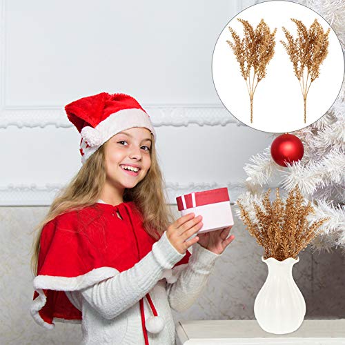 Amosfun 2 PeÃ§as de Flores Artificiais de Natal Brilhantes de Trigo Falso Picaretas Hastes de BuquÃª