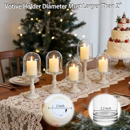 Image of Lezonic Flameless Votive Candles Battery Operated with Remote and Timer, Pack of 6 (D:2 inch X H:3 inch) LED Ivory White Long Lasting Flickering Wax Candles with Realistic 3D Flame