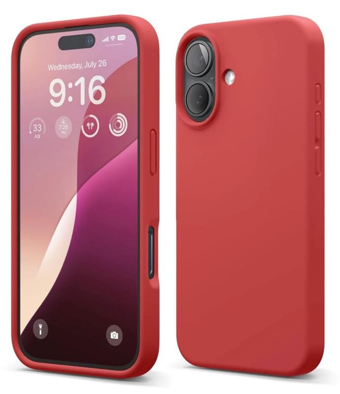 Image of Premium Liquid Silicone Case for iPhone 17 (6.1 Inch) - Slim Full Body Protective Back Cover with Soft Microfiber Lining, Anti-Slip Grip Scratch Resistant Phone Case(Red)