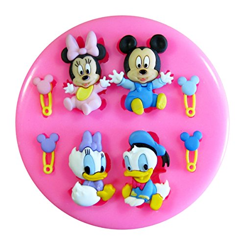 Mickey Mouse del bebé, ratón de Minnie, pato de Donald y pato de la margarita Molde de silicona para la torta de Decoración Pastel de Cupcake Toppers Glaseado Sugarcraft Tool por Fairie Blessings