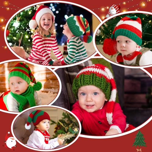 Century Star Baby Santa Hat Toddler Kids Christmas Hat Knit Infant Xmas Beanie Warm Elf Long Tail Boy Girls Santa Beanie4