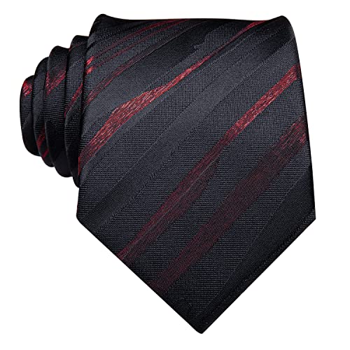 Image of Dubulle Silk Ties Set for Men Formal Paisley Striped Necktie Pocket Square Cufflinks 3PCS Sets Wedding Business Party