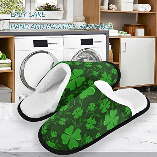visesunny St Patricks Day Green Clover Weaving with Lianas Cozy Fuzzy Mens Womens Memory Foam House Slippers Plush Fleece Indoor Outdoor Slipper3
