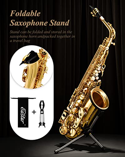 Image of Eastar Advanced Alto Saxophone Eb Upgraded Sax, Golden Full Kit, EAX-21
