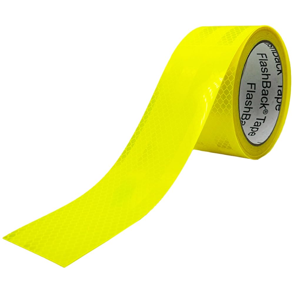 FlashBack Microprismatic Reflective Tape High Visibility Self-adhesive Sticker Hi Vis Van Reflective Sticky Tape (Hi Vis Yellow, 50mm x 45 Metres) โ image 1