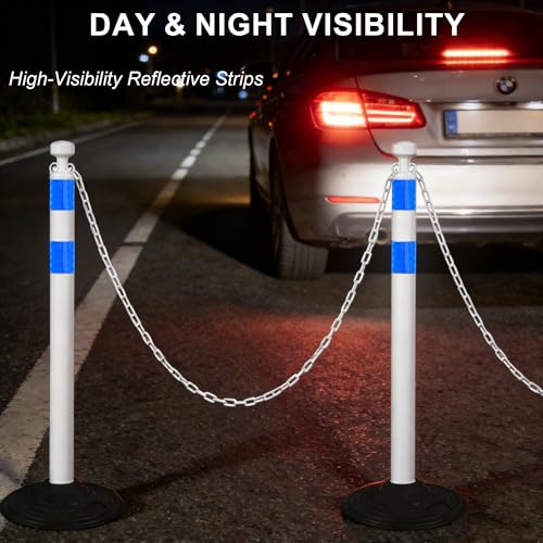 Image of OrangeStar 6 Pack 40 Inch Traffic Delineator Post Cones with Rubber Base