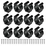 Tiekerbilir 12-Piece Pool Cue Holder Clamps - Black Billiards Snooker Cue Locator - Regular Fishing Rod Storage Clips (Medium, Includes Screws)
