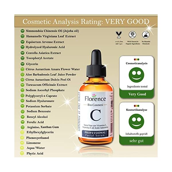 Größe 60 ml. BIO Hyaluron Serum mit Vitamin C/E Hochkonzentriert. Dermaroller geeignet. Gesichtsserum mit Organischen… – Bild 7