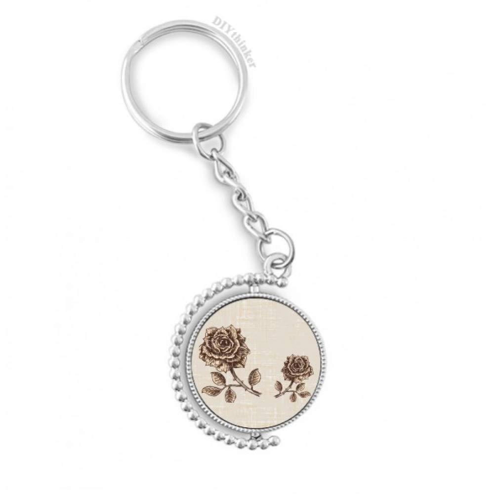 Llavero rotativo de rosa antigua un accesorio de metal con estilo vintage botánico 4