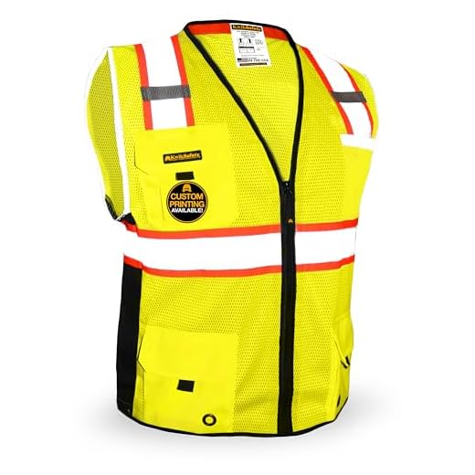 KwikSafety (Charlotte, NC) BIG KAHUNA (11 Pockets) ANSI Class 2 OSHA Construction Safety Vest Reflective High Visibility Heavy Duty Surveyor Mesh with Zipper and Hi Vis for Work Men Yellow Small