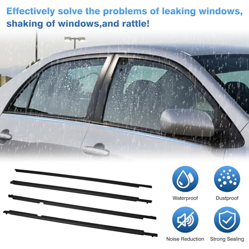 Image of TOP-MAX WeatherStrip Window Molding Trim Seal Belt Replacement for Toyota Corolla 2009 2010 2011 2012 2013, 4pcs Black Window Weather Stripping Replaces#75710-02210, 7571002260, 7571012780