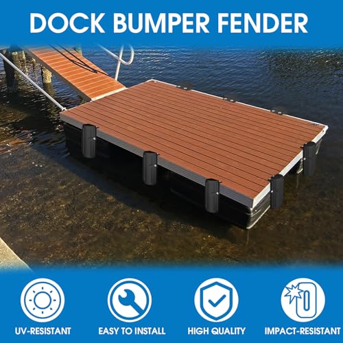 Image of Dock Bumper Fender,Boat Dock Bumpers for Edge or Side,Marine Fender Guard,Vertical Protection,Durable Construction,Includes Mounting Hardware,2 Pack-Black
