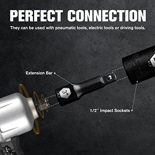 Pgroup 18-Piece 1/2" Drive Deep Impact Socket Set, Standard 6 Point Metric Sizes (10Mm - 24Mm), Cr-V Steel, With 3", 5", And 10" Impact Extension Bars And Heavy Duty Storage Case #TOP4