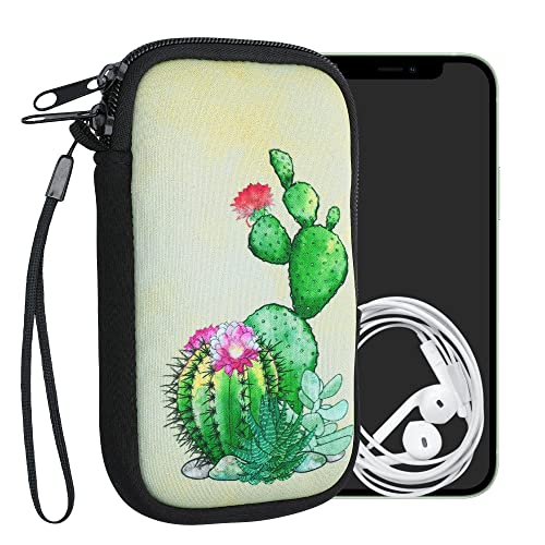 kwmobile - Funda de neopreno para smartphone tamaño M (5,5 pulgadas), funda de protección para amortiguar los golpes, diseño de cactus con...