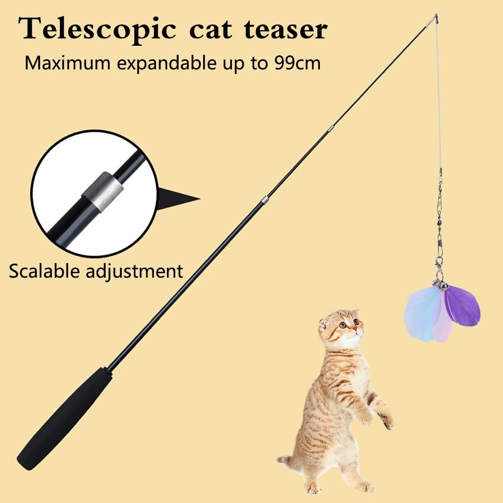 DONGKER Giocattolo Piume Gatti,6 Pezzi Ricambio Piuma Per Gatto Con Campanelli Per Giochi Esercizi Caccia Gatti