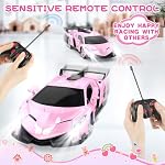Growsland Remote Control Car for Girls, 1:18 Pink RC Cars Toys for Kids Girl Electric Vehicle Toy Car Hobby Racing Car with Lights & Controller, Birthday Gifts for Girl Boys Age 3 4 5 6 7 8 9 Year Old
