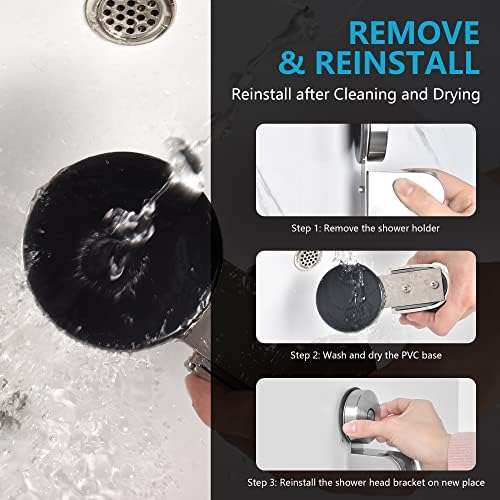 JOMOLA Suction Shower Head Holder Stainless Steel Shower Head Bracket 4 Mode Angle Adjustable Handheld Shower Holder Removable Bidet Sprayer for Bathroom Toilet Brush Finish