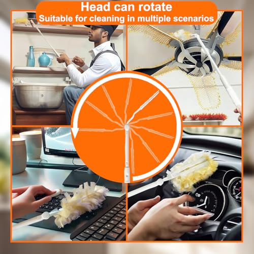 Image of Replacement Handles Compatible with Swiffer Duster Refill, Extended Handle, Adjustable Length Handle (2, White)