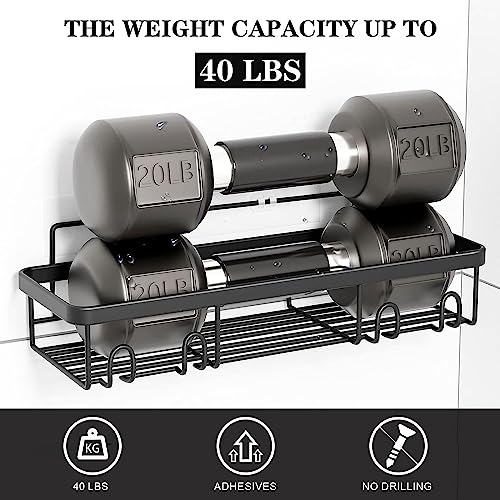 Posyla-Shower-Caddy-Bathroom-Shower-Organizers-Black-Shower-Shelves-for-Inside-Shower-with-Soap-Caddy-Toothbrush-Holder-Stainless-Steel-Wall-Rack-Baskets-Adhesives-Mounted5-PCS