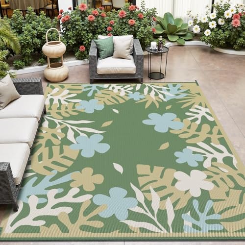 MontVoo Outdoor Rug Carpet 5x8 Waterproof-Patio Rug Mat Reversible Portable RV Camping Picnic Beach...