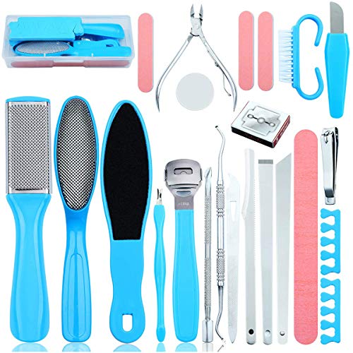 Kit de pédicure professionnel Fichiers de fichiers de pieds Outils Fichiers Exfoliant Prévenir la peau morte du pied Outils de soins de la peau Set Kit de pédicure de salon efficacement 23 en 1