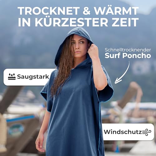 NirvanaShape Handtuch-Poncho für Erwachsene, Umziehhilfe & Handtuch zugleich, Surf-Poncho mit Quick-Dry Funktion, Ideal auf Reisen zum Surfen, Camping, Sauna, Schnorcheln, Strand