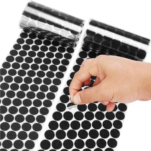 Self Adhesive Dots - 1000pcs (500 Pairs) 0.79" Diameter Waterproof Sticky Back Hook Dot Loop Dot for School, Office, Home, Mounting Arts & Crafts （Black）