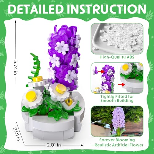 QiqoPoyee 12 Pack Party Favors Succulents Botanical Flowers Building Set - image 3