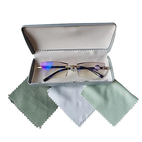 Óculos Anti Raio Azul Unissex Descanso Leitura Computador + Estojo + Flanela de Limpeza (Preto, 2.5)