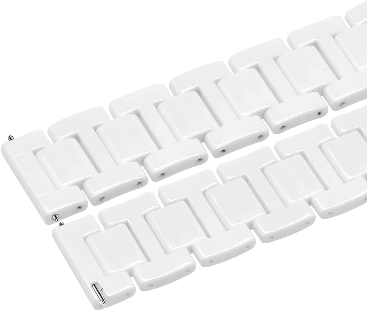 Kai Tian 20mm 22mm Ceramic Watch Band Quick Release Watch Strap, Deployment Clasp Watch Bracelet for Women Men Black White