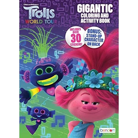 Trolls DreamWorks World Tour 192-Page Coloring and Activity Book with Stickers 47362, Bendon Cover