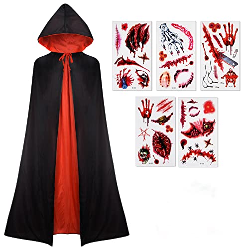 Panoplie cape de vampire Halloween avec dents pointues pour costume de fête